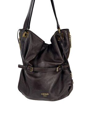 COBO BLU Italian Chocolate Brown Leather Womens Schoulder Hobo Handbag